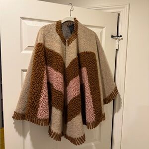 Maje Tan and Pink Wool Cape